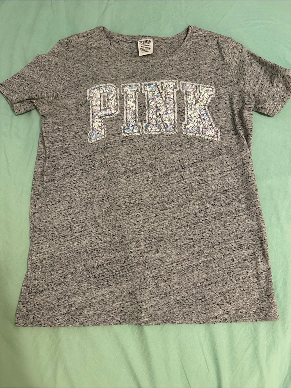 PINK Victoria's Secret Sequin Logo Tee